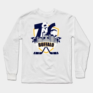 716 Buffalo Hockey distressed shield Long Sleeve T-Shirt